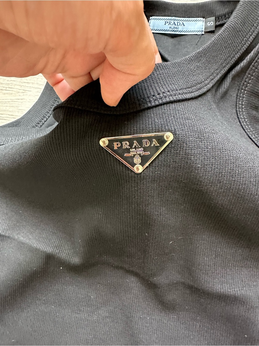 Prada Black Logo Triangle Tank Top - Picture 4 of 5